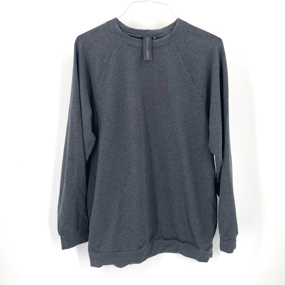 Norma Kamali Oversized Crewneck Long Sleeve Gray Lounge Tunic Cotton Sweatshirt - Picture 2 of 8